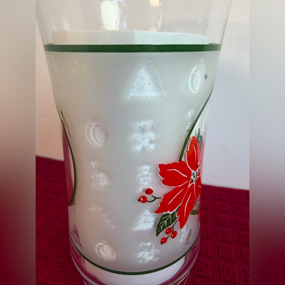 Coca-Cola Christmas Poinsettia Drinking Glasses Vintage - Picture 2 of 9